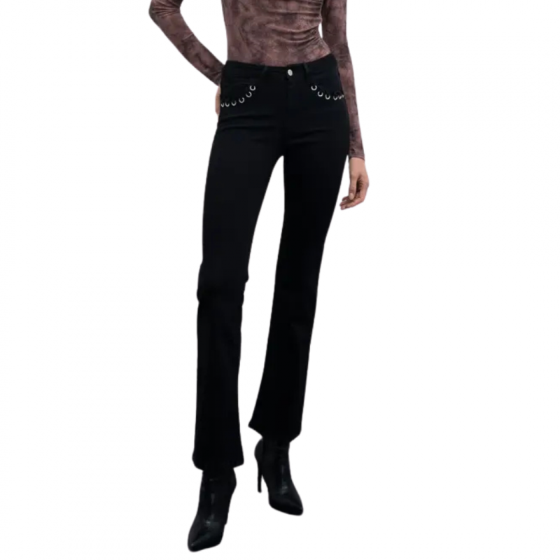 Goa Goa Roka Modell elastische Flare Jeans mit metallischen Osen