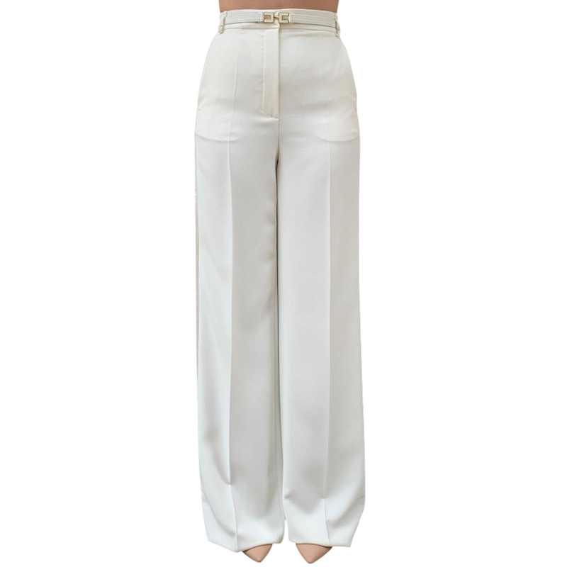 Frauenhose Elisabetta Franchi - Hose mit Gurtel - Elfenbein