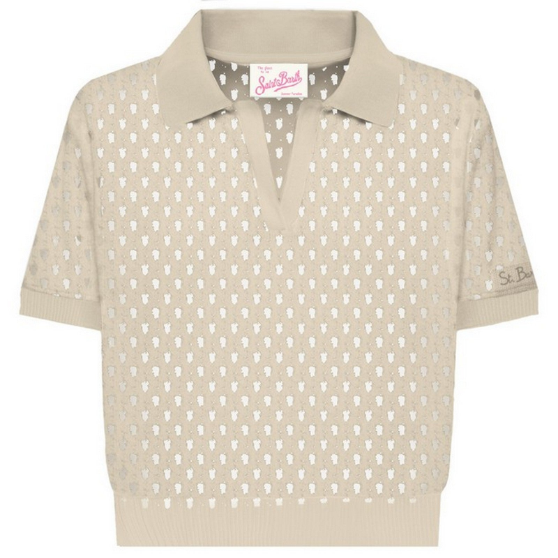 Frau polo Mc2 Saint Barth - Flora mesh 11 beige - n.d.
