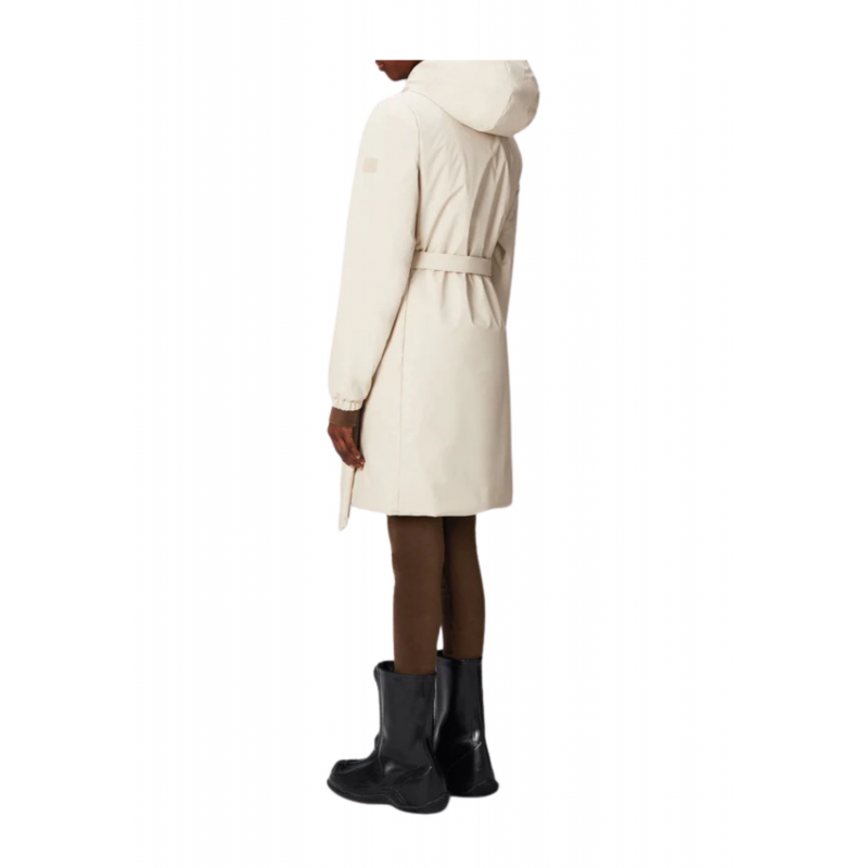 Regenmantel Frau Rains Lohja Long Insulated Curve Jacket Dune
