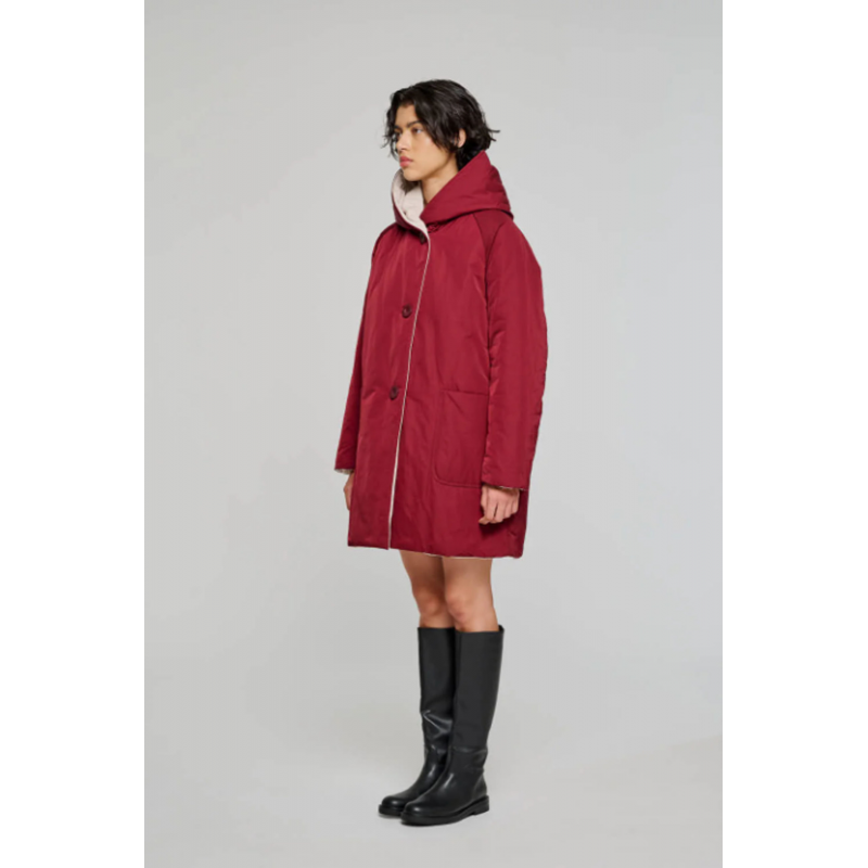 9410 4340 Frau Oof Lange reversible Jacke Wasser Repellent Brown Cream