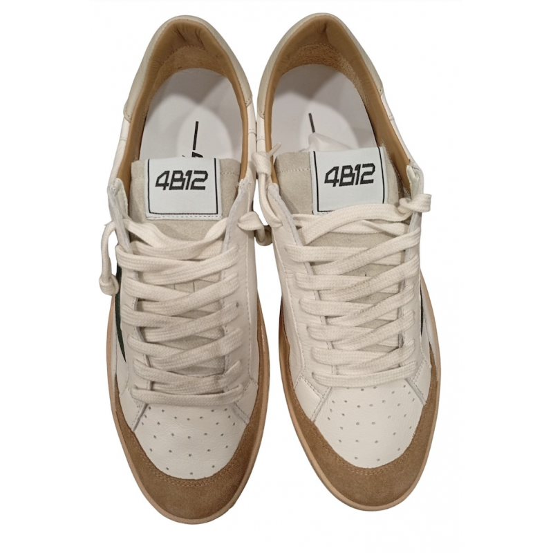 Herren Leder Sneaker 4b12 Playnew Beige Eis