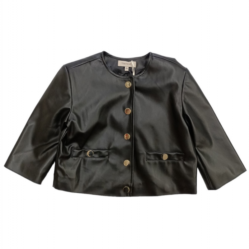 Twinset - Schwarze Jacke 00006 Ecopelle 231GJ2Q20