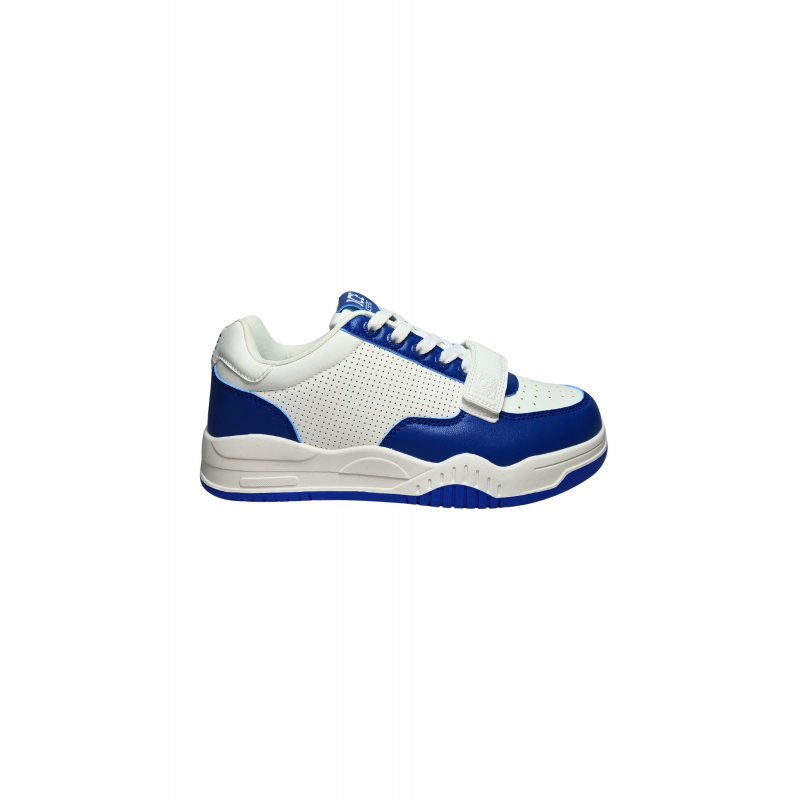 Schuhe Erwachsene unisex Iceberg WeiB und blau. Lederoberteil, perforierte Details, Verschluss mit Schnuren, zusatzliche Klettband.