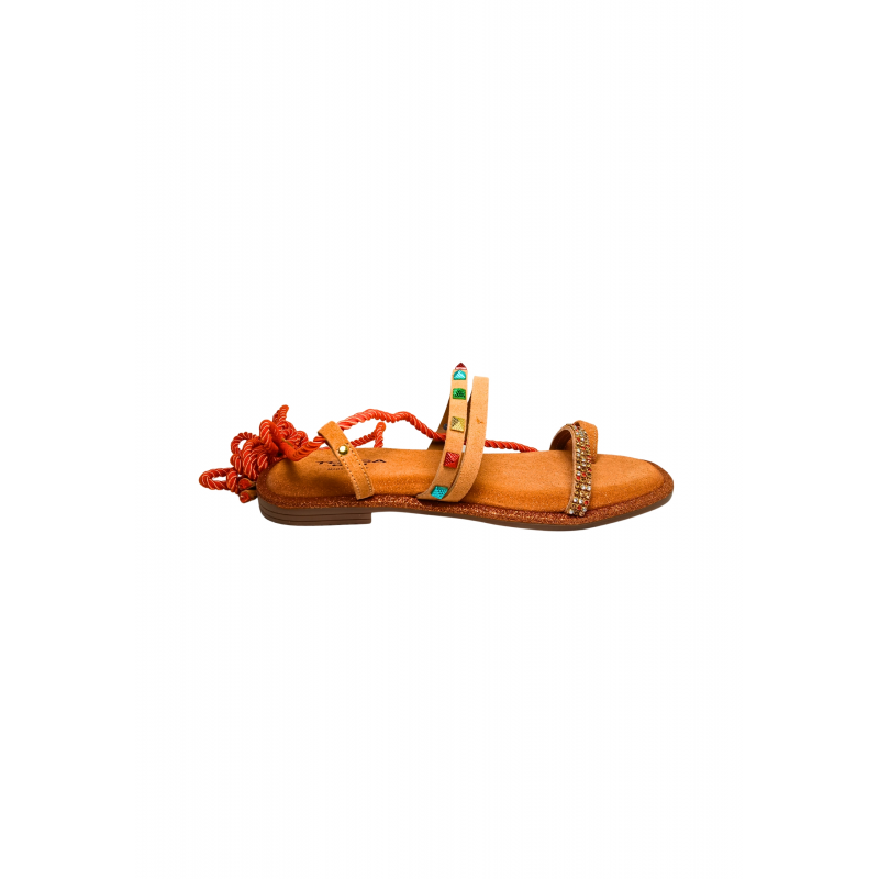 Schuhe fur Damen Tosca Blu Hibiskus-Sandal mit halb quadratischer Form, Obermaterial aus Geflecht und Streifen und mit Mikrozapfen.