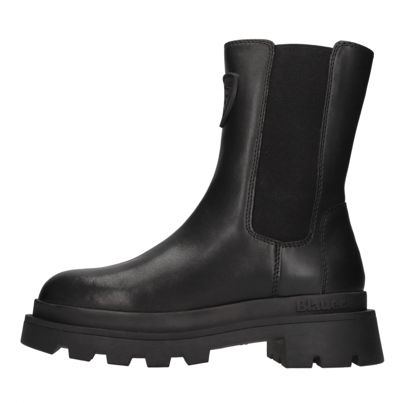 Blauer Stiefel schwarz