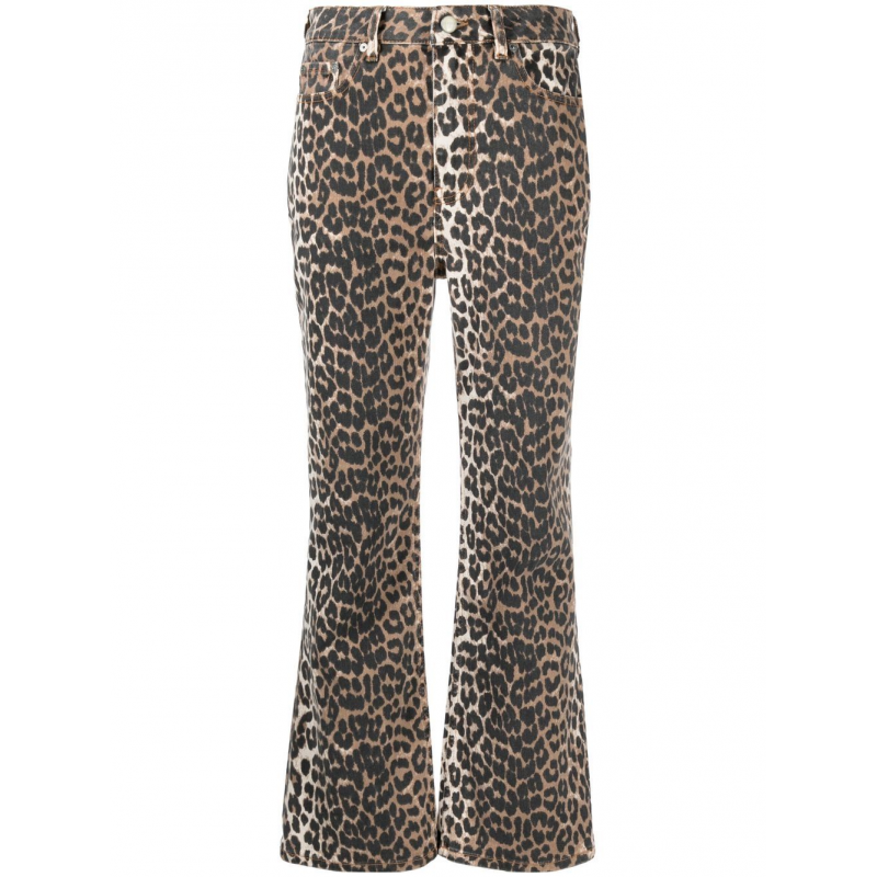 Hohe Taille Jeans mit Leopardenprint