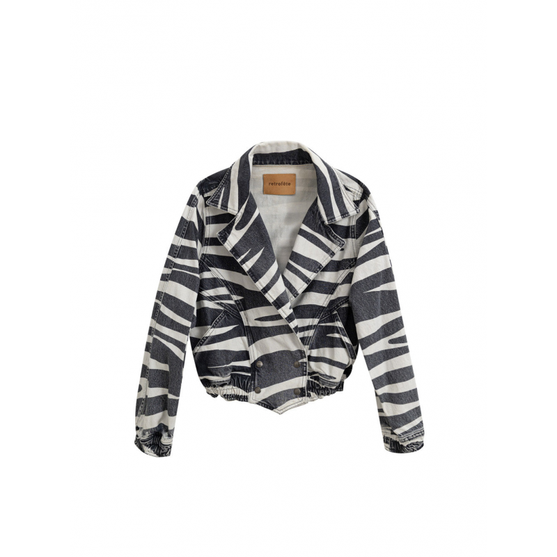 Kurzjacke in Denim Bianco/Nero Retrofete