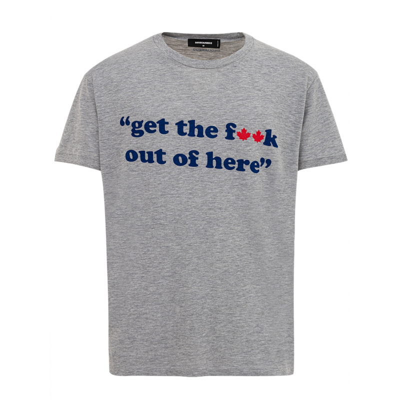 T-Shirt in Baumwolle mit Druck 'Get the f**k.. ' Dsquared2