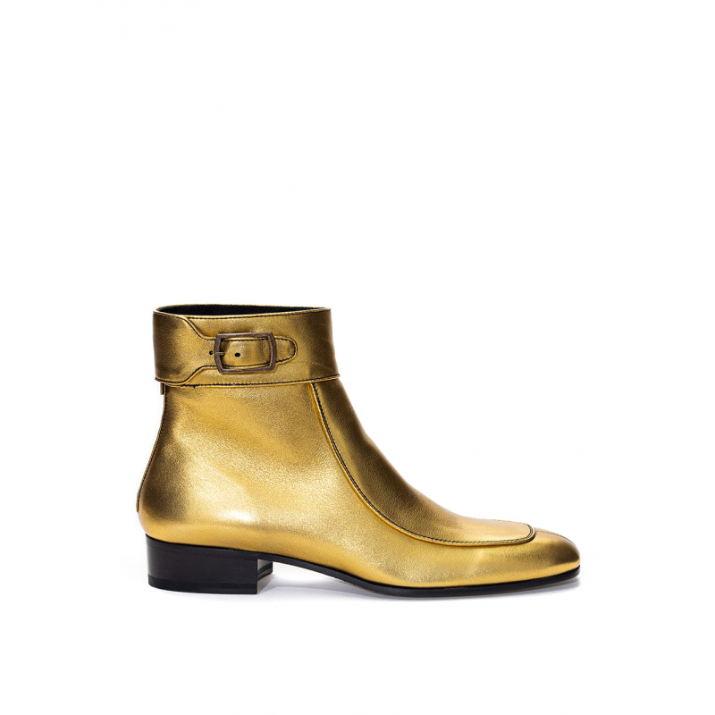 Knochel Boot Gold Leder Saint Laurent