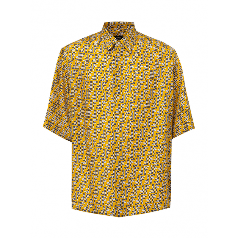 Hemd aus gelbem Seide Hita mit Labyrinth-Print Fendi
