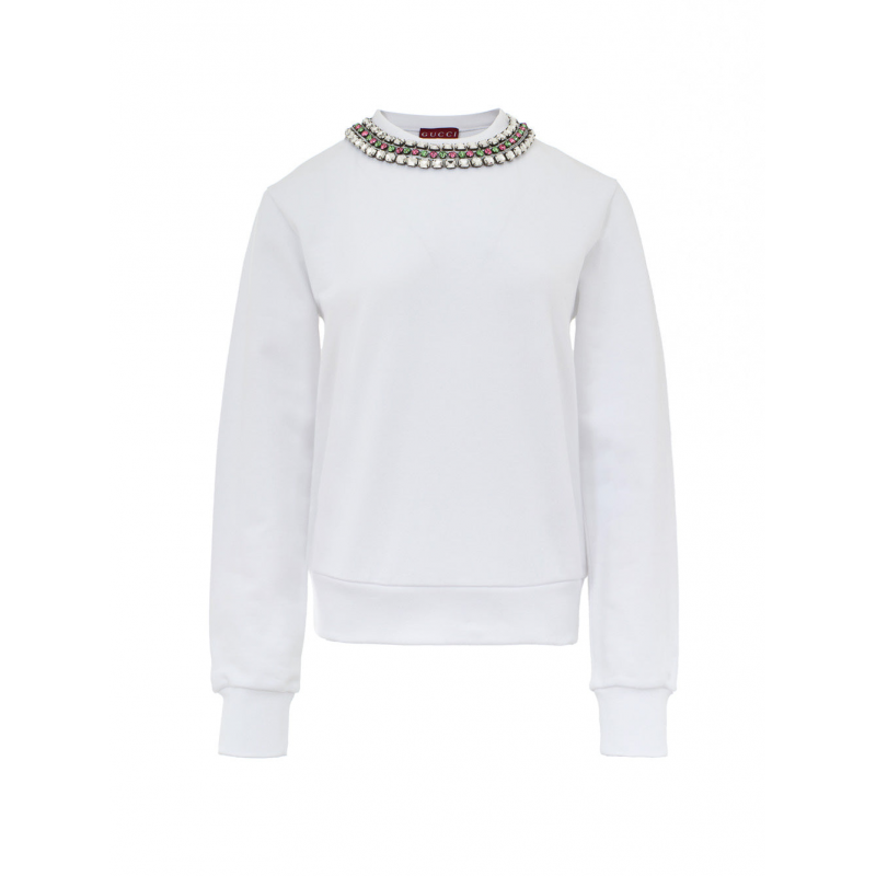 WeiBes Sweatshirt mit Gioiello Kragen Gucci