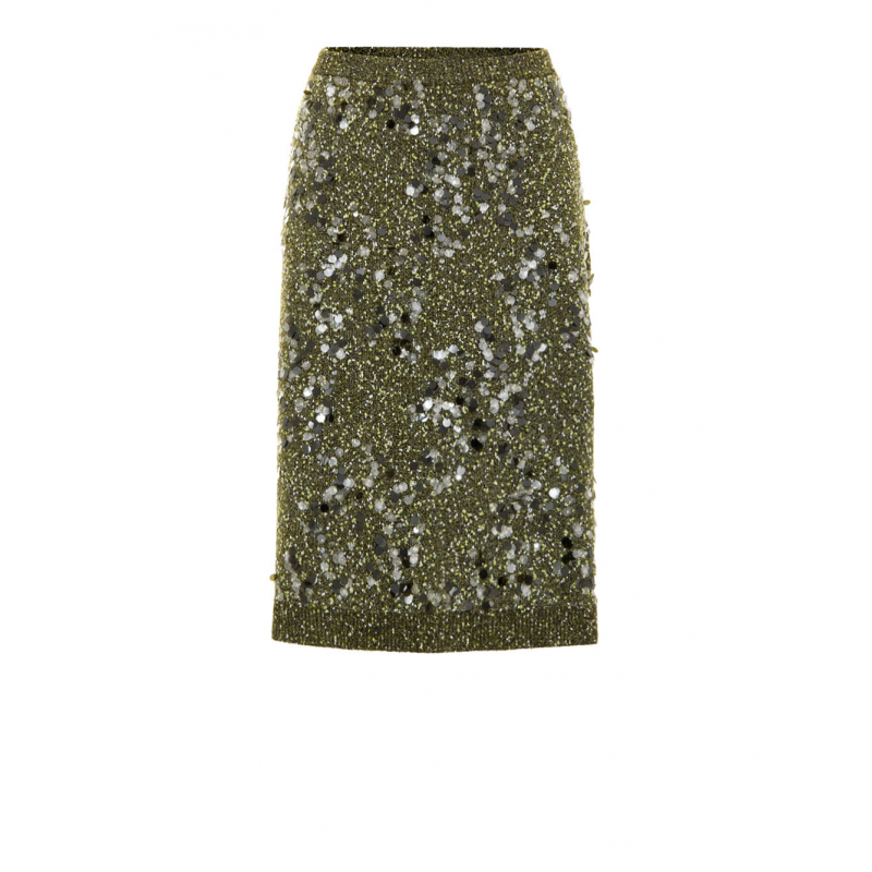 Grunes Militar Strickrock mit Pailletten Gucci