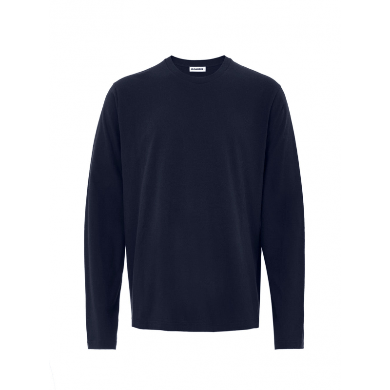 T-Shirt blau Armel lang mit Stickerei Logo Jil Sander