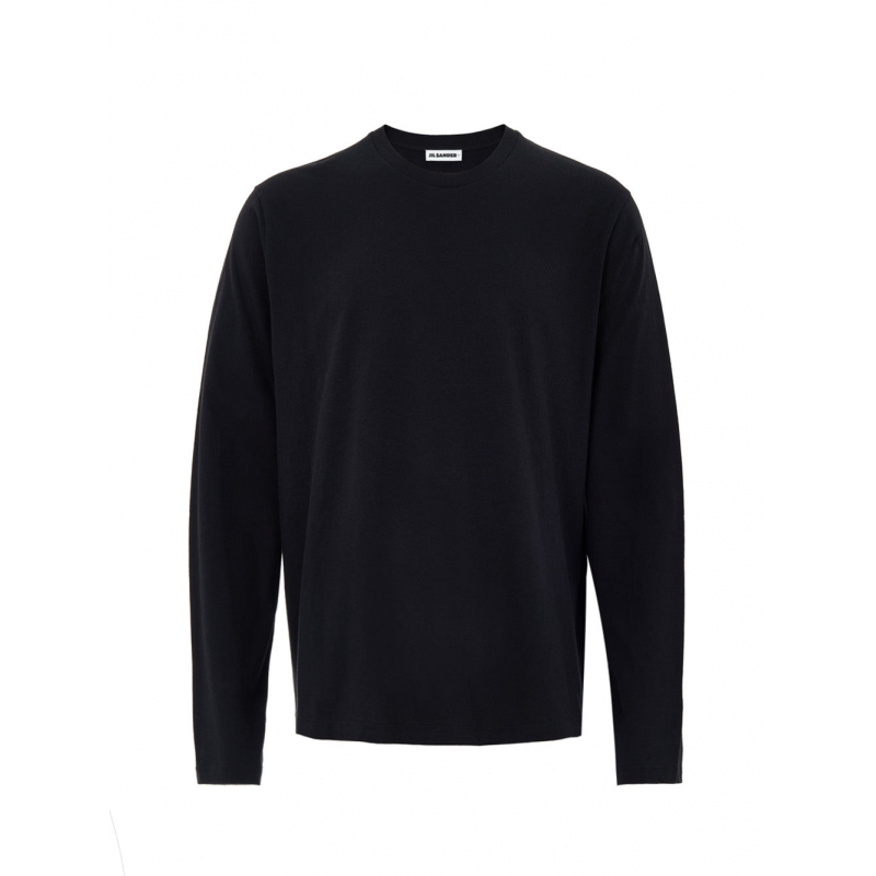 Schwarzes T-Shirt mit Stickerei Logo Jil Sander