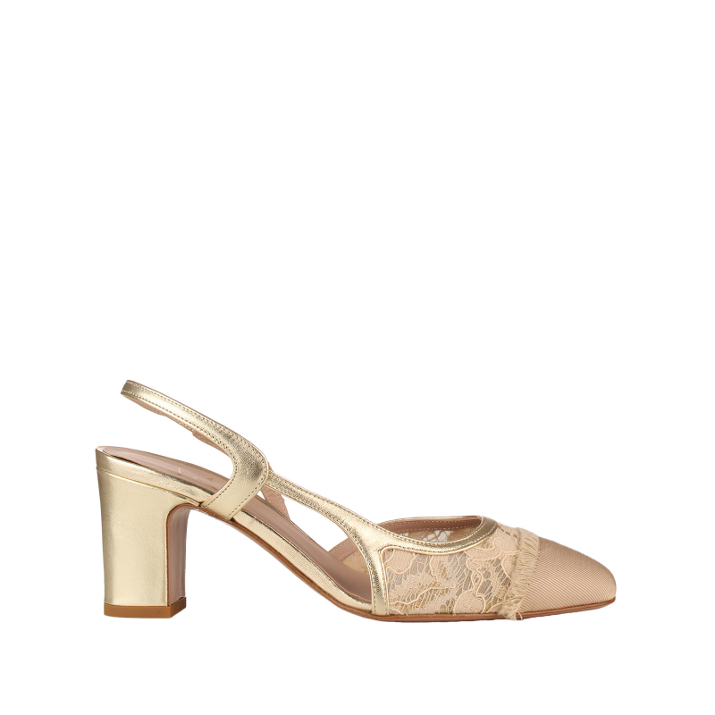Festa - Hervorragender Chanelschuh aus Spitze und Leder
