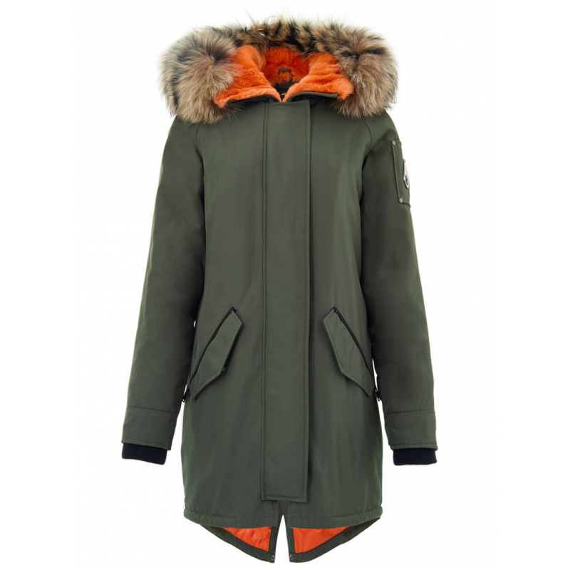 Lange Jacke gepolstert in Grun Moose Knuckles