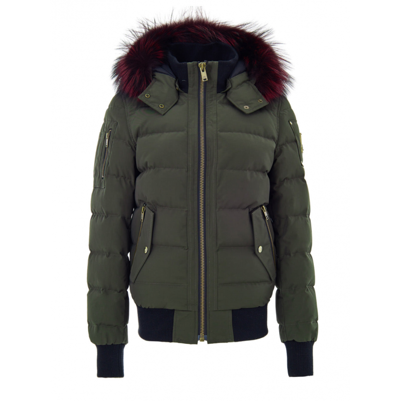 Bomberjacke in grun mit Kapuze und Haut Moose Knuckles