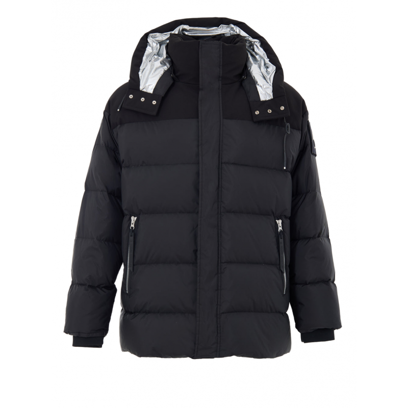 Gepolsterte Jacke mit Kapuze in Schwarz Moose Knuckles