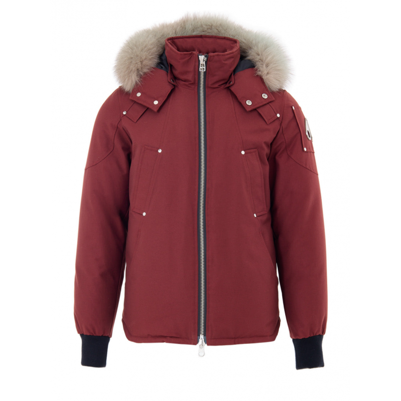 Gepolsterte Jacke mit Kapuze und Pelz Moose Knuckles