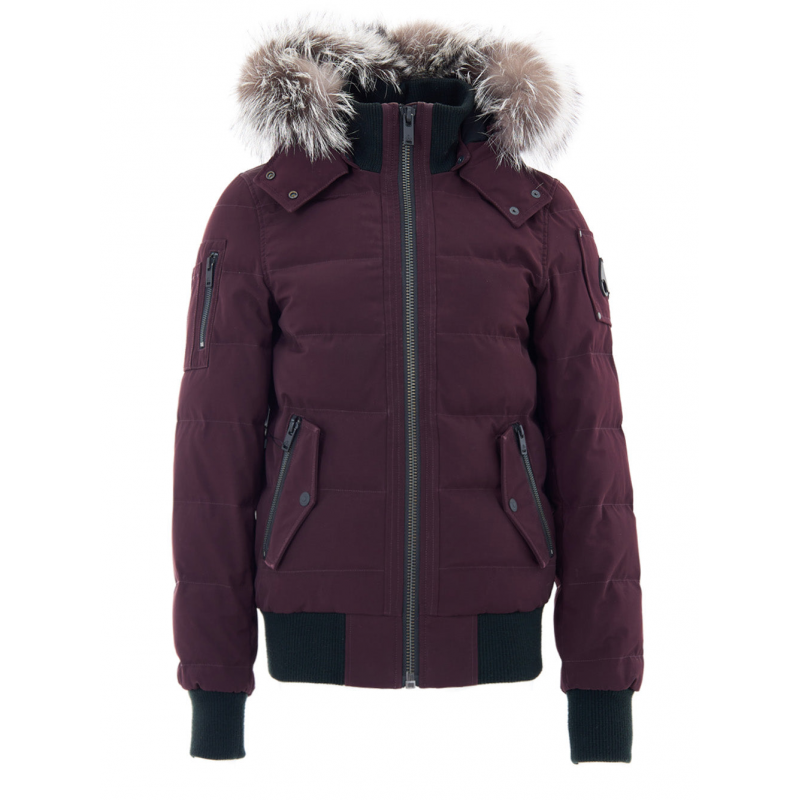 Bomberjacke in Lila mit Kapuze und Haut Moose Knuckles