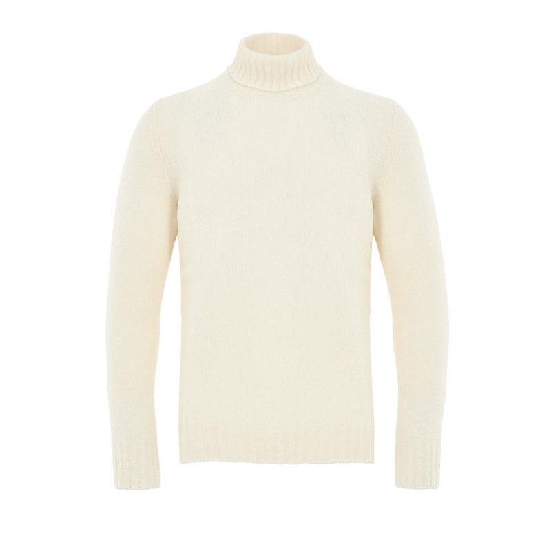 White Dolcevita Pullover in Lana Effect Boucle Gran Sasso