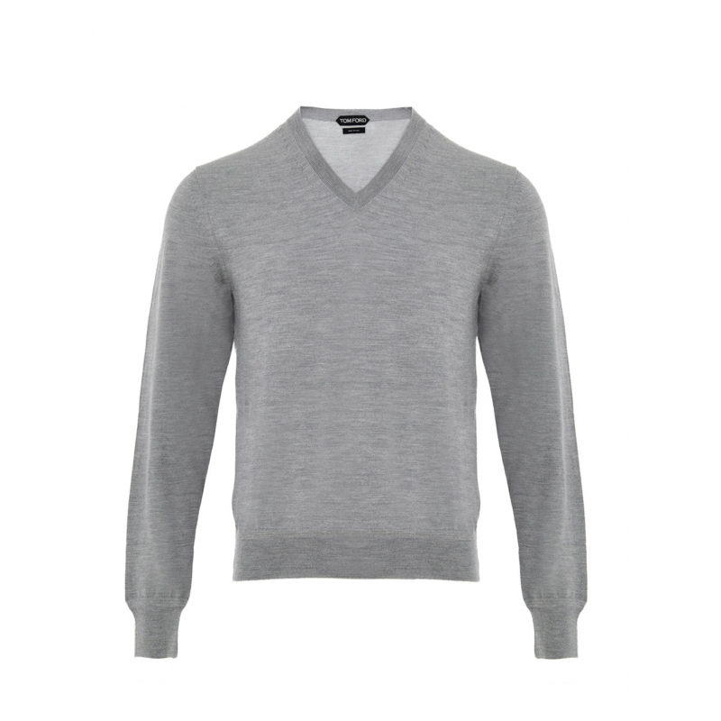 Grigia Jersey mit V-Ausschnitt in Kaschmir und Seide Tom Ford