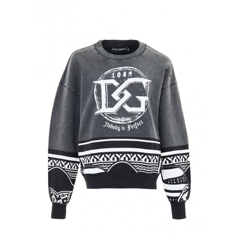 Schwarzes Delave Sweatshirt mit 'Nobody is Perfect' Dolce & Gabbana