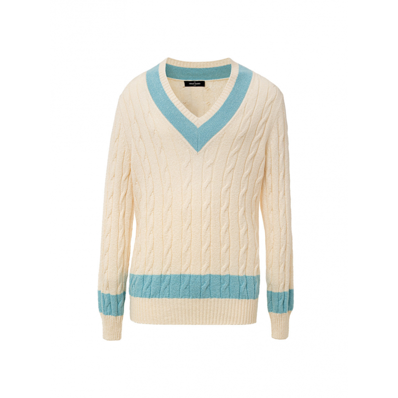 College WeiB / Blauer Pullover Gran Sasso