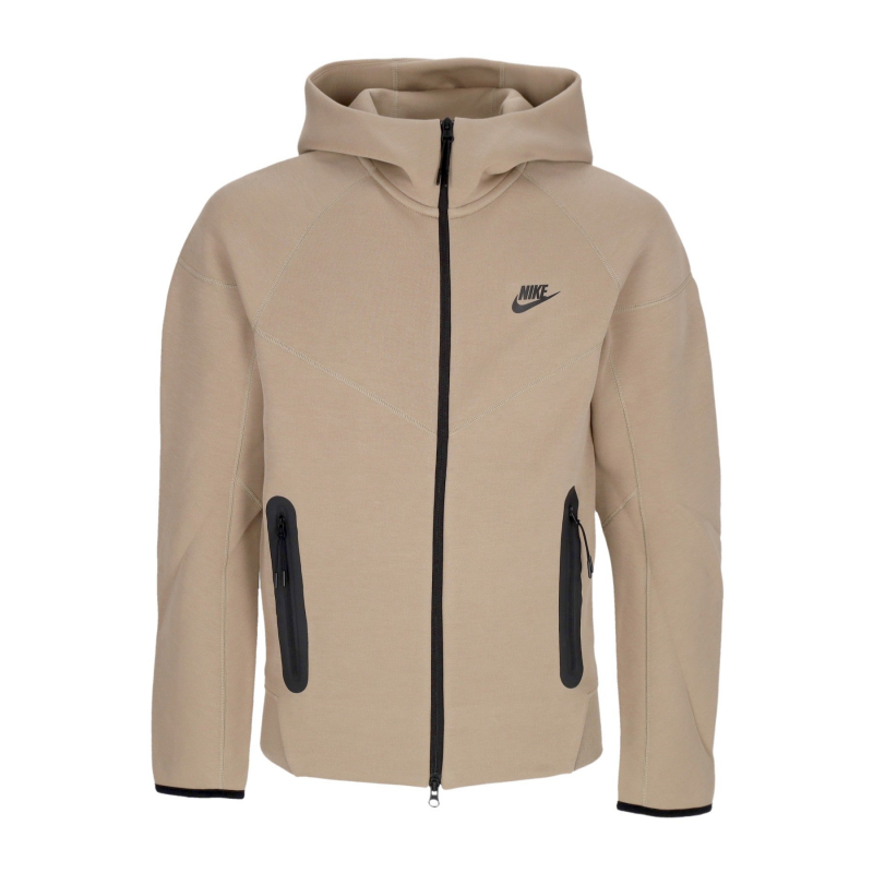 Leichter Herren-Hoodie-Tech-Fleece-Windrunner-Hoodie mit durchgehendem ReiBverschluss Khaki/Schwarz