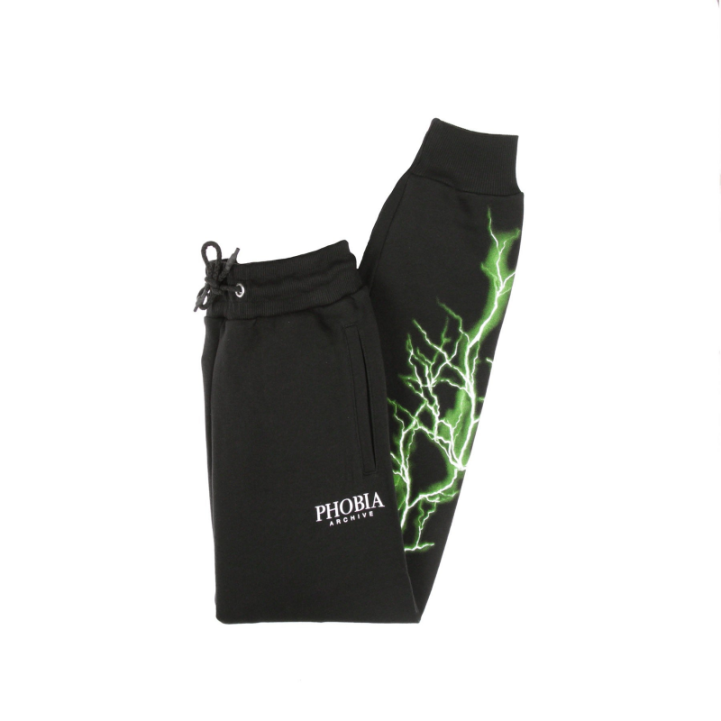 Leichte Herren-Trainingshose, grune Lightning-Hose, Schwarz/Grun
