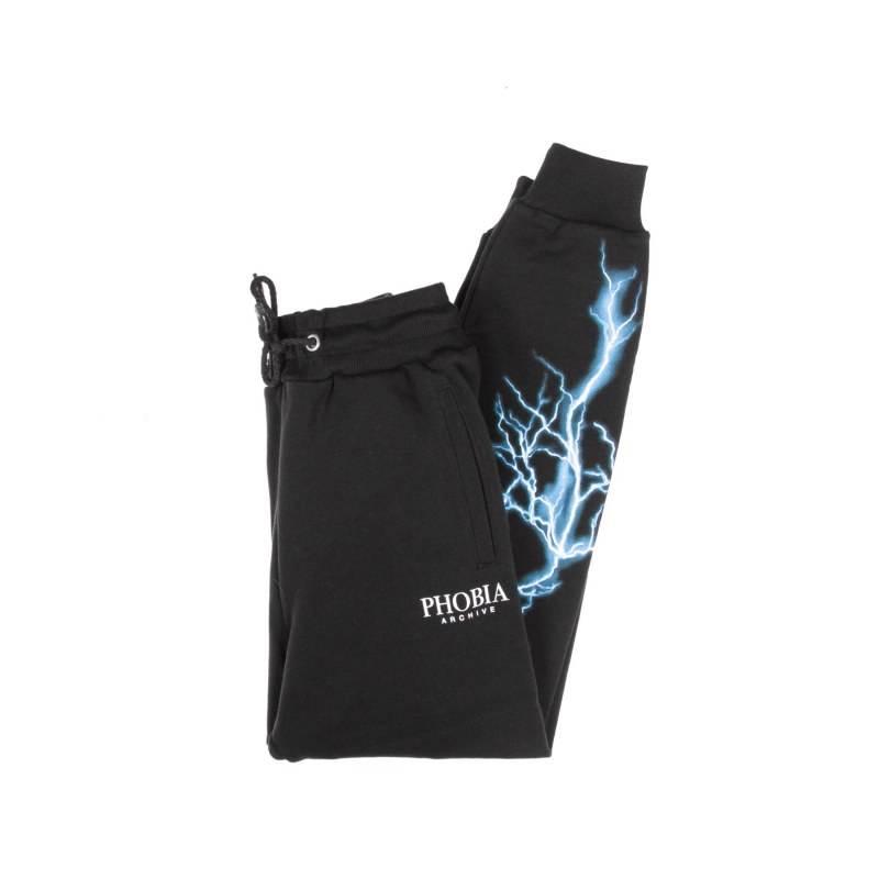 Hellblaue Herren-Trainingshose, Lightning-Hose, Schwarz/Hellblau