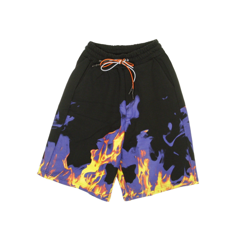 Schwarze Herren-Trainingsshorts mit mehreren Flammen