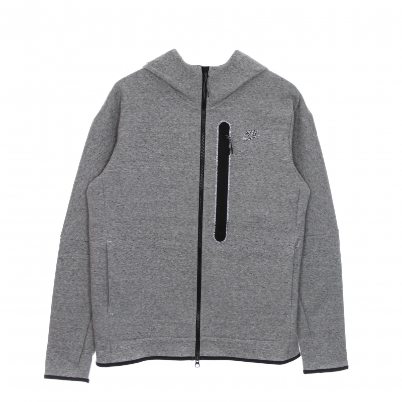 Leichtes Herren-Sweatshirt mit Kapuze und ReiBverschluss, Tech-Fleece-Hoodie mit durchgehendem ReiBverschluss, Revival Black/htr