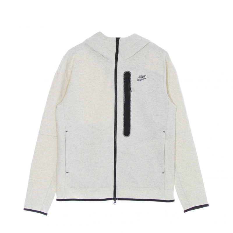 Leichtes Herren-Sweatshirt mit Kapuze und ReiBverschluss, Tech-Fleece-Hoodie mit durchgehendem ReiBverschluss, Revival White/htr
