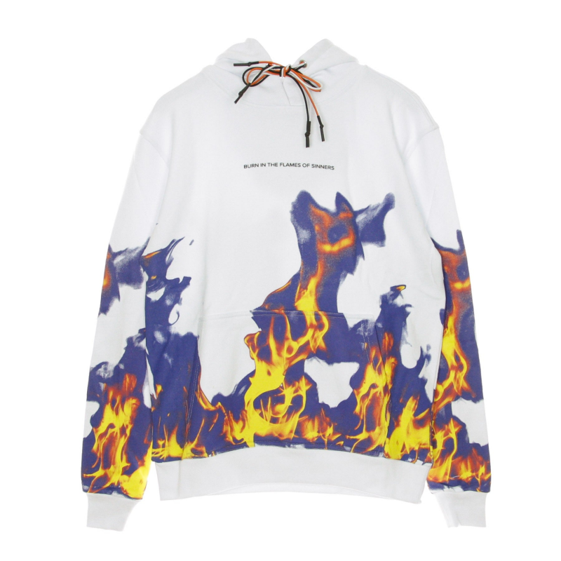 Leichtes Herren-Sweatshirt mit Kapuze, Multi Flames, WeiB