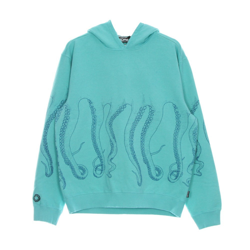 Leichtes Kapuzen-Sweatshirt fur Herren, gefarbter Kapuzenpullover Aquamarin