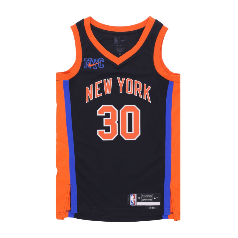 Herren-Basketball-Tanktop NBA City Edition 22 Dri-Fit Swingman-Trikot Nr. 30 Julius Randle Neykni Schwarz