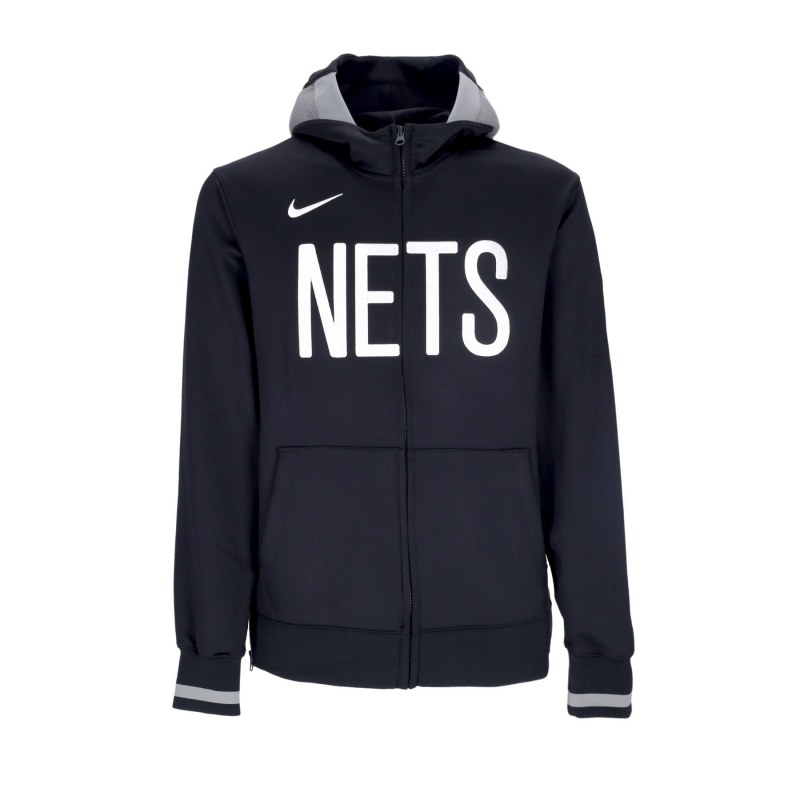 Leichtes Herren-Kapuzenpullover mit ReiBverschluss, NBA Dri-Fit Showtime, Kapuzenpullover mit durchgehendem ReiBverschluss, Bronet, Schwarz/Dunkelstahlgrau/Schwarz/WeiB