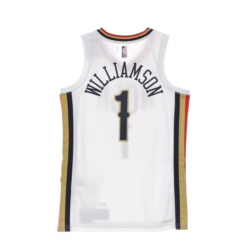 Herren-Basketball-Tanktop NBA Dri Fit Swingman-Trikot City Edition 21 Nr. 1 Zion Williamson Neopel WeiB/Club Gold