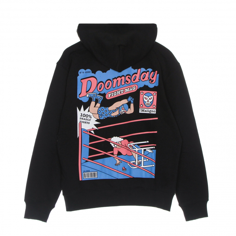 El Maligno Herren-Sweatshirt mit Kapuze, leicht, mit ReiBverschluss, Schwarz