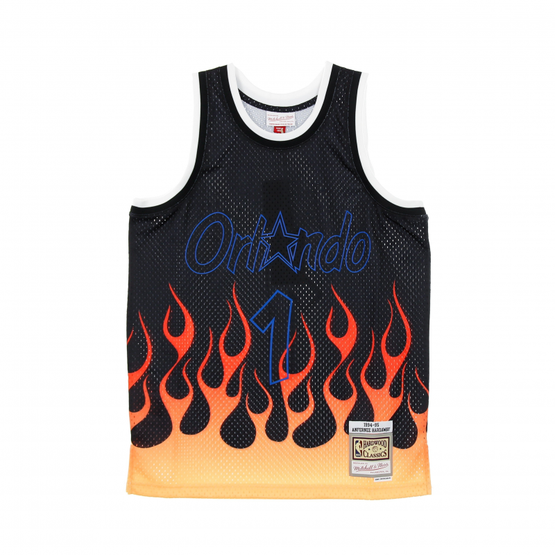 Herren-Basketball-Tanktop NBA Swingman-Trikot Flames Hardwood Classics Nr. 1 Penny Hardaway 1994–95 Orlmag Schwarz/Schwarz/Mehrfarbig
