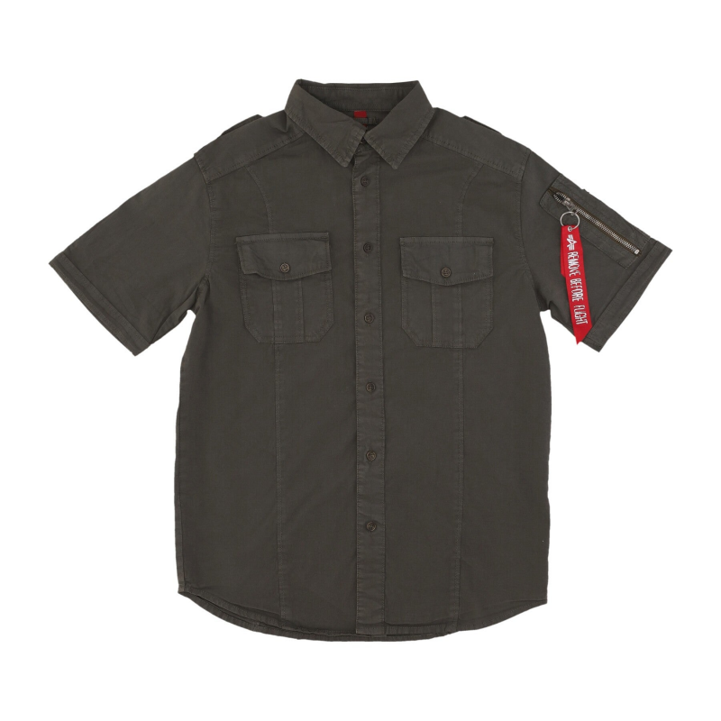 Herren Kurzarmhemd Basic Shirt Grau Schwarz