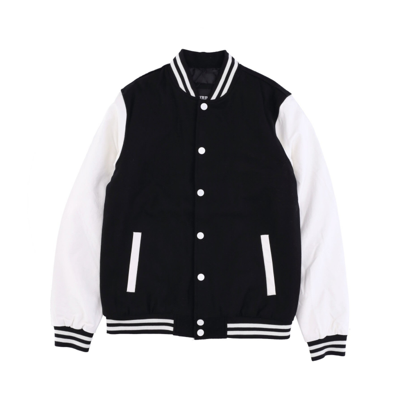 Herren Collegejacke Oldschool Collegejacke Schwarz/WeiB