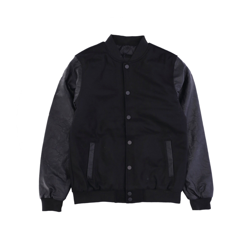 Oldschool Collegejacke Schwarz/Schwarz