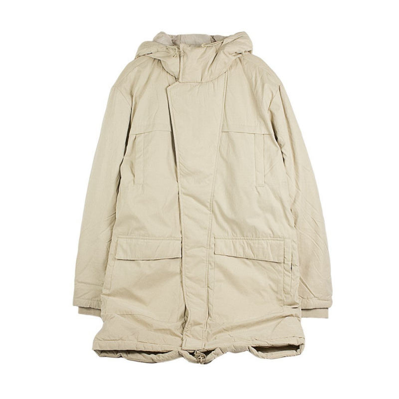 Lange Herrenjacke aus Baumwoll-Peached-Canvas-Parka