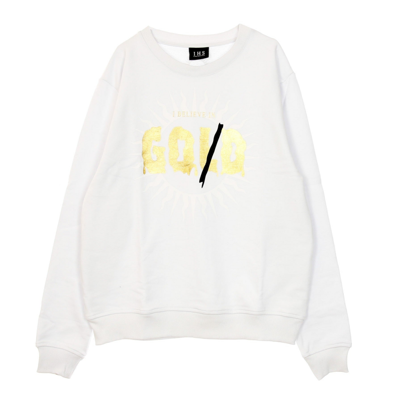 God Gold Sweatshirt WeiBes leichtes Herren-Sweatshirt mit Rundhalsausschnitt