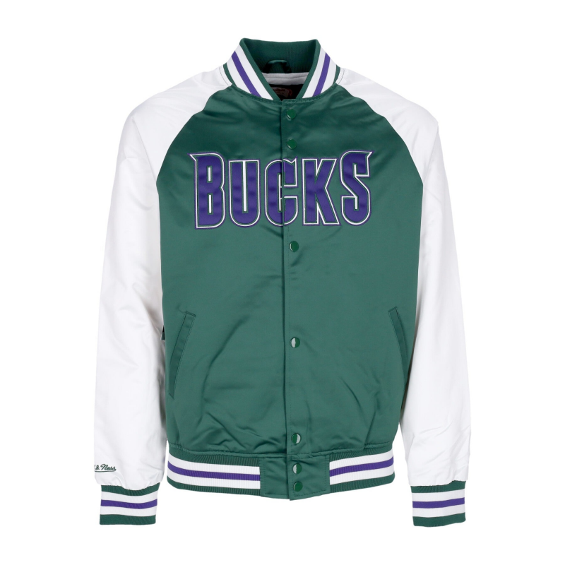 Herren Bomberjacke Nba Primetime Lw Satinjacke Hardwood Classics Milbuc Dunkelgrun