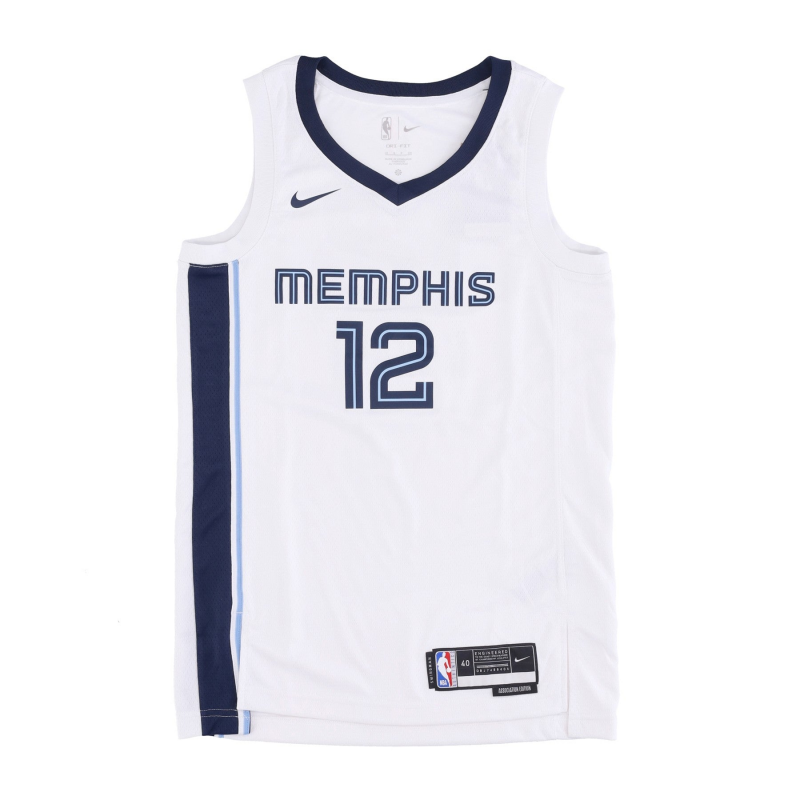 Herren-Basketball-Tanktop Nba Dri-fit Swingman Jersey Association Edition 22 Nr. 12 Ja Morant Memgri WeiB