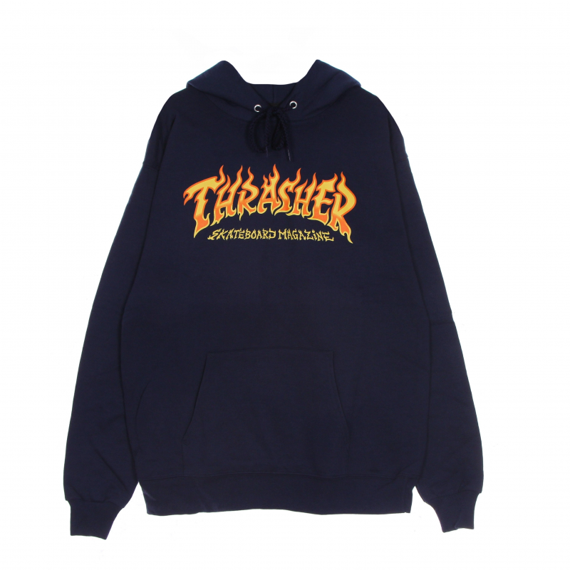Herren-Sweatshirt „Fire Logo Hood Navy“.